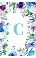 C: Watercolor Floral, 150 Pages, 6" x 9"(Gifts for Women, Teenagers, Girls, Moms, Students & Teachers or Portable Blank Lined Monogram Initia)