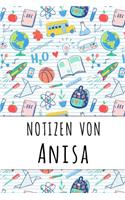 Notizen von Anisa: Liniertes Notizbuch für deinen personalisierten Vornamen