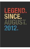 Legend Since August 2012: Small Lined Notebook - Happy Birthday Gift or Happy Anniversary Gift Idea