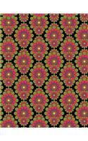 Cornell Notes Notebook: Floral Bursts/Pink - Large 8.5"x11" - 140 Page - Cornell Note Taking System for Students - College-Ruled - Softbound - Glossy Cover