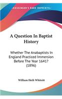 Question In Baptist History