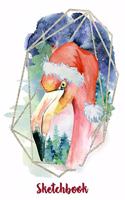 Flamingo Santa Hat Christmas Watercolor Sketchbook