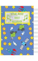 Blank Music Sheet Notebook: Gifts for space/music lovers; cute & elegant Havelock Blue Astronaut 12 blank staves/staff sheets for music professionals, and students to write in.