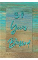 39 Years Blessed: Lined Journal / Notebook - 39th Birthday Gift for Her - Fun And Practical Alternative to a Card - 39 yr Old Gifts for Women - Stylish Blue and Gold 