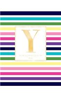 Weekly & Monthly Planner 2020 Y: Colorful Rainbow Stripes Gold Monogram Letter Y (7.5 x 9.25 in) Horizontal at a glance Personalized Planner for Women Moms Girls and School