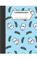 Composition: Book - Wide Ruled - Cute Notebook with Smart Kitty Cat - Journal for Students / Teachers - 7.44 x 9.69