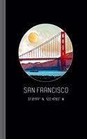 San Francisco: Artsy Golden Gate Bridge Journal Book - Blank Graph Paper 5x5 Grid Composition Notebook - Beautiful Watercolor California Architecture Art Illustrat