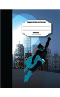 Composition notebook unruled 8.5 x 11 inch 200 page, Superhero cartoon