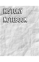 History Notebook: White Crinkle Paper Color Wide Ruled Line Paper, Perfect for College Elementary Grade School for Note Taking or Homework