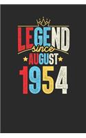 Legend Since August 1954: Blank Lined Notebook / Journal (6 X 9 -120 Pages) - 65th Birthday Gift Idea