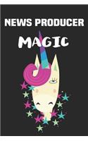 News Producer Magic: Blank Lined Unicorn Notebook Journal