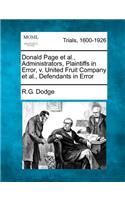 Donald Page et al., Administrators, Plaintiffs in Error, V. United Fruit Company et al., Defendants in Error