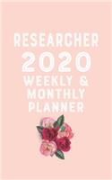 researcher 2020 Monthly Weekly Planner researcher Occupation Planner A beautiful
