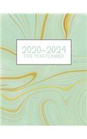 2020-2024 Five Year Planner: Jan 2020-Dec 2024, 5 Year Planner, green marble digital paper cover, featuring 2020-2024 Overview, daily, weekly, monthly view, areas for: to do lis