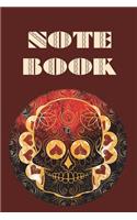 Notebook: Sugar Skull - Day of the Dead - Composition Book . Cornell Notes - Fire Red Hearts Sugar Skull