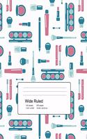 Cosmetics Composition Notebook: Makeup Artist Style Cosmetic Tool Kit Wide Rule Composition Book