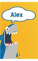 Alex: Personalized Shark Handwriting Practice Paper for Kids Notebook 120 Pages 6x9