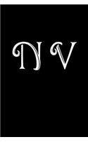 N V: Double Monogram Journal, 100 Pages, 6x9 Inches, Black Glossy Cover