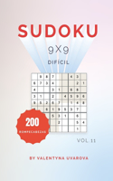 Sudoku: 200 Rompecabezas Difícil 9x9 vol. 11(11 Sudoku)