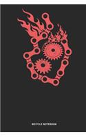Bicycle Notebook: Blank Log Book For Biker: Mountain Bike Journal Chain Gear Wheel Fire Gift