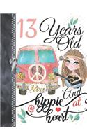 13 Years Old And A Hippie At Heart...Peace: A4 Large Bohemian Style Writing Journal Book For Girls