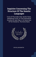 Inquiries Concerning The Structure Of The Semitic Languages: Forms Of The Arabic Verb. Semitic Roots. Reduplicate Forms. On The Grammatical Structure Of Joel, Chap. Ii. On Some Uses Of The Particle Eo. The Div