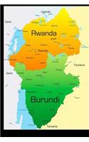 Map of Rwanda and Burundi Journal: 150 Page Lined Notebook/Diary