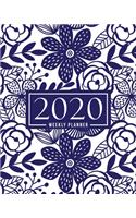 2020 Weekly Planner: January 1, 2020 to December 31, 2020: Weekly & Monthly View Planner, Organizer & Diary: Blue & White Flowers 762-7
