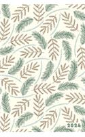 2024: Neutral Alpine Fern Pattern Weekly Calendar Planner Organizer