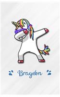 Braydon A5 Lined Notebook 110 Pages: Funny Blank Journal For Personalized Dabbing Unicorn Family First Name Middle Last. Unique Student Teacher Scrapbook/ Composition Great For Home Sch