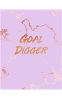 Goal Digger: Inspirational Quote Notebook, Beautiful Pink Marble and Rose Gold 8.5 x 11, 120 College Ruled Pages