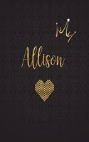 Allison: Personalized Black XL Journal with Gold Lettering, Girl Names/Initials 8.5x11, Journal Notebook with 110 Inspirational Quotes, Journals to Write in 