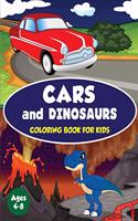 Cars and Dinosaurs Coloring Book for Kids Ages 4-8: 80 Fun and Exciting Space and Car Based Coloring Designs for Boys Ages 4-8 (Childrens Coloring Books)