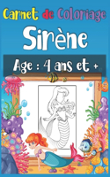 Carnet de coloriage sirène: 50 jolies sirènes à colorier par votre enfant de 4 ans et plus