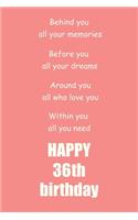 Behind you, all your memories. Before you, all your dreams happy 36th birthday