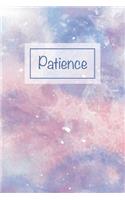 Patience: First Name Personalized Notebook, College Ruled (Lined) Journal, Cute Pastel Notepad with Marble Pattern for Girls, Teens and Women