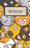 Notebook: Cute cat pattern lined paperback jotter
