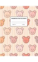 Handwriting Practice Sheets: Cute Blank Lined Paper Notebook for Writing Exercise and Cursive Worksheets - Perfect Workbook for Preschool, Kindergarten, 1st, 2nd, 3rd and 4th Gr