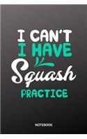 I cant I have Squash practice Notebook: 6x9 - training journal - notebook - 120 pages - workout - Squash