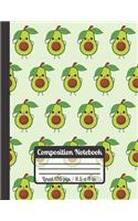 Composition Notebook: AVOCADO: Cute Avocados Pattern For Avocado Lovers Perfect As A Gift And Students College Ruled Paper 120 Pages
