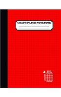 Graph Paper Notebook. Quad Ruled-4 Squares Per Inch: Grid Notebook/Graph Paper Composition/Grid Paper Journal 8.5x11 in. Red