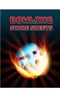 Bowling Score Sheets: Bowling Game Record Book - 118 Pages - Ball on Fire