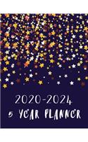 2020-2024 5 Year Planner: STARS! Five Year 60 Month Full Sized Calendar - Note Sections Each Month, Password Log, Phone Book Pages & U.S Federal Holidays Marked in - Monthly 