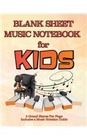 Blank Sheet Music Notebook for Kids: Notation Paper For Composing For Kids with Wide Staves