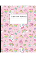 Graph Paper Notebook: Rainbows and Unicorns Quad Ruled 4 X 4 (.25
