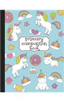 Primary Composition Book: Primary Composition Notebook K-2, Kindergarten Composition Book, Unicorn Notebook For Girls, Handwriting Notebook (Top Line, Dotted Mid-Line, Baseli