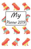 My Planner 2019: Bulldog Dog Pattern Weekly Planner 2019: 12 Month Agenda - Calendar, Organizer, Notes, Goals & to Do Lists