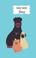 2019-2020 Diary: 8x10 day to a page academic year diary, note, to do list & priorities on each page. Blue cover design with dogs