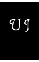 U J: Double Monogram Journal, 100 Pages, 6x9 Inches, Black Glossy Cover