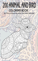 200 Animal and Bird - Coloring Book - Buffalo, Guinea pig, Rhino, Panther, and more
